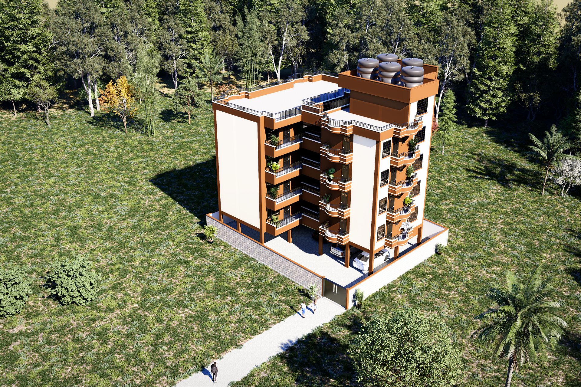 Kerugoya architectural visualization - Modern development project render.